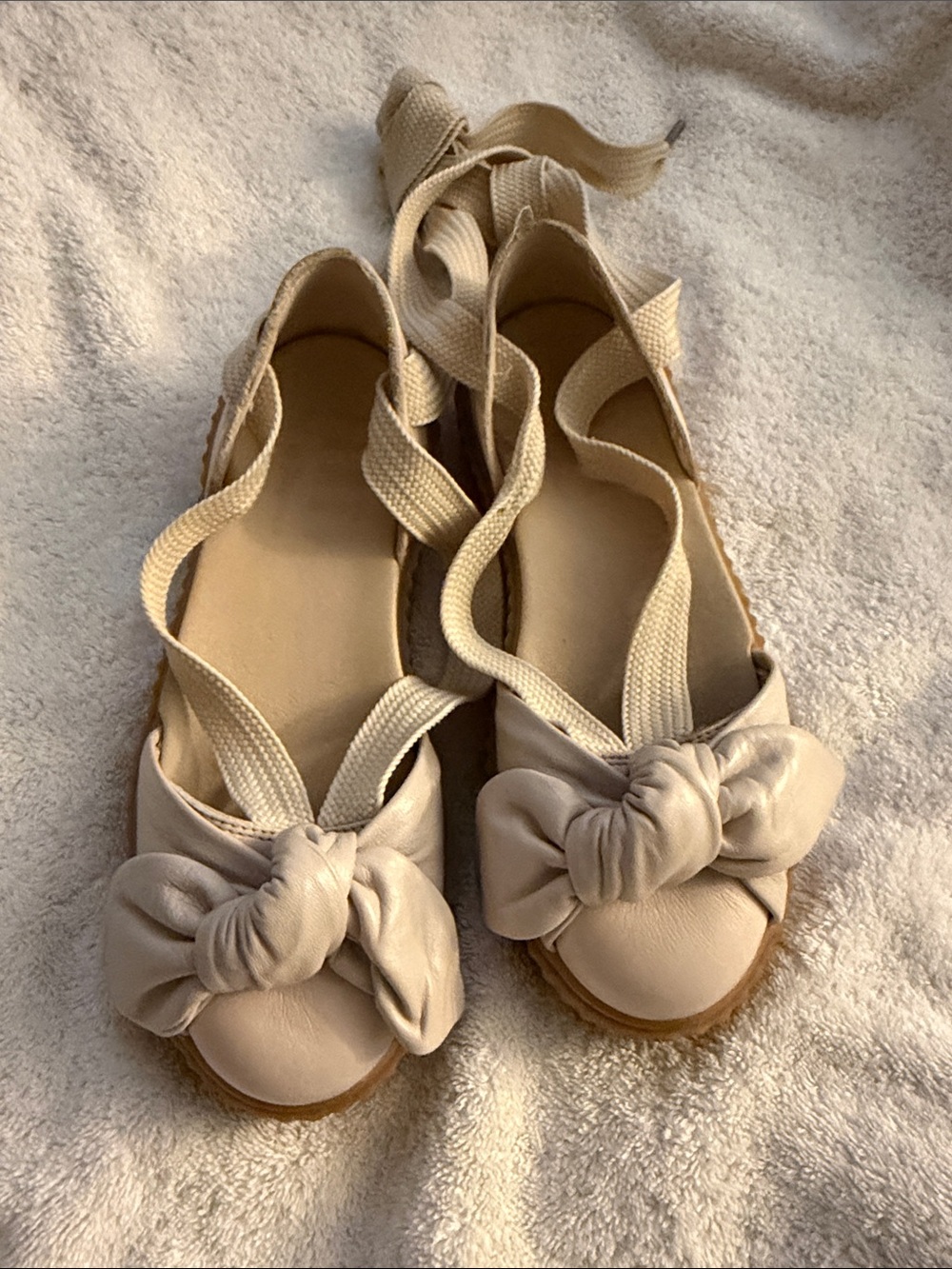 Puma Fenty X Neutral Bow Espadrille Sandals with Ankle Ties